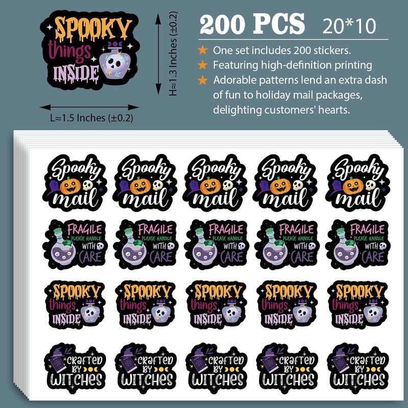 WUZYOU Halloween Business Stickers with Spooky Mail Shipping Labels and Package Seals for Online Store Sellers, Small Businesses and Witchy Shops, Cute Design for Mail Decor, 200 PCS - Image 2